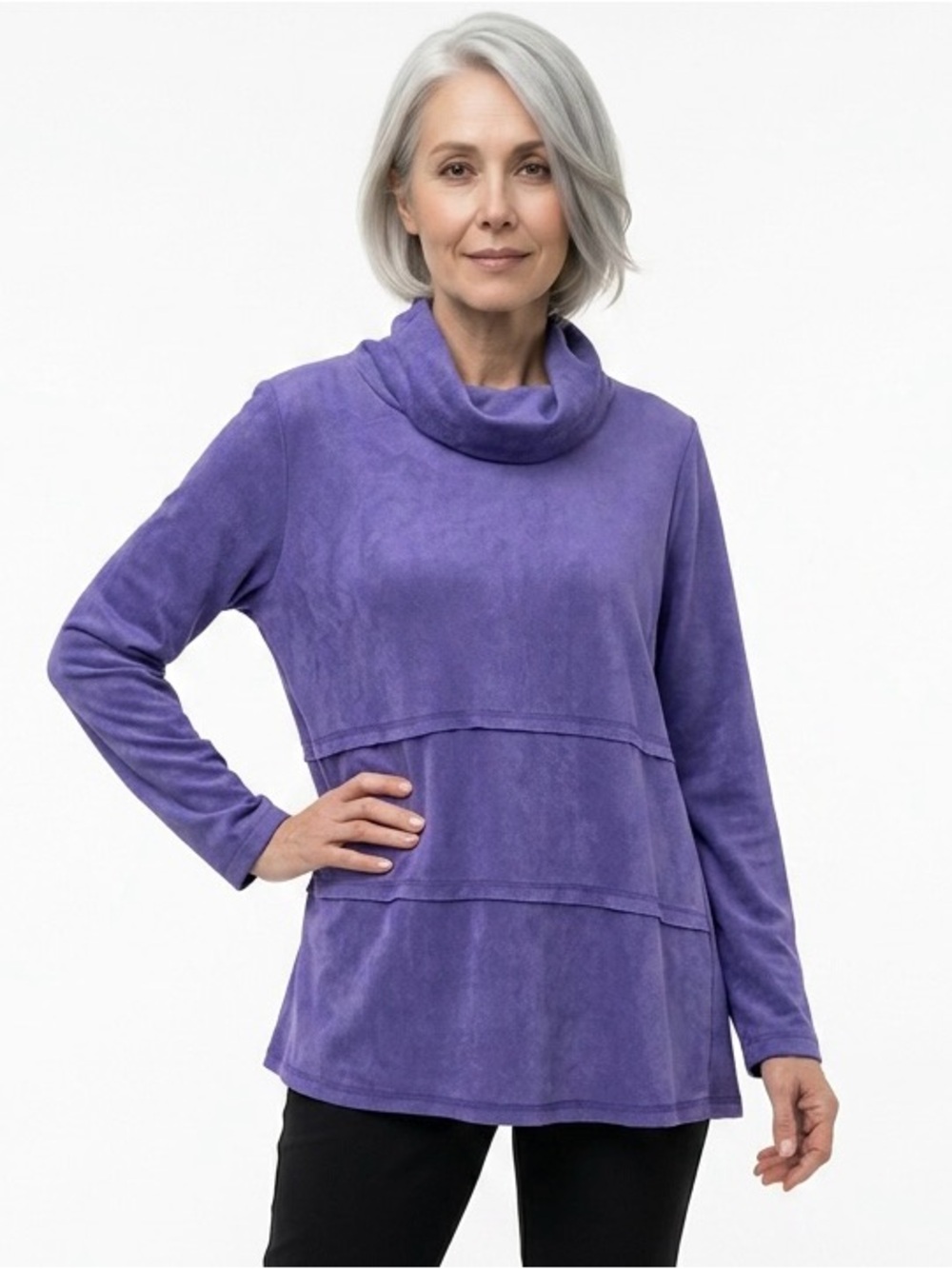 ETHYL Luxury Sueded Pullover GROOVY Purple Relaxed Turtleneck